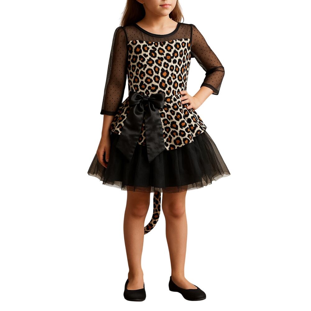 Chasing Fireflies Leopard & Tulle Dress – Girls Size 8